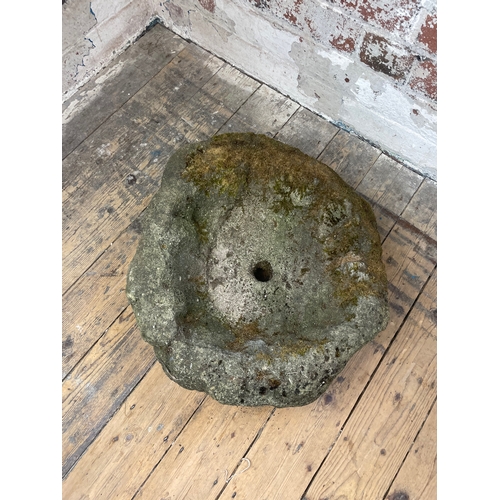 303D - Old Circular Carved Stone Bath