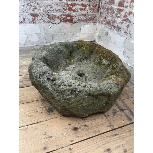 303D - Old Circular Carved Stone Bath