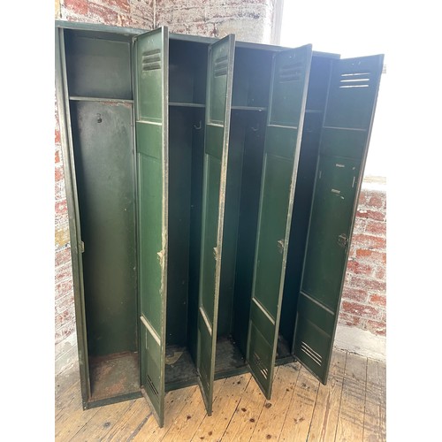 390A - Vintage Green Metal Bank Of 4 Lockers