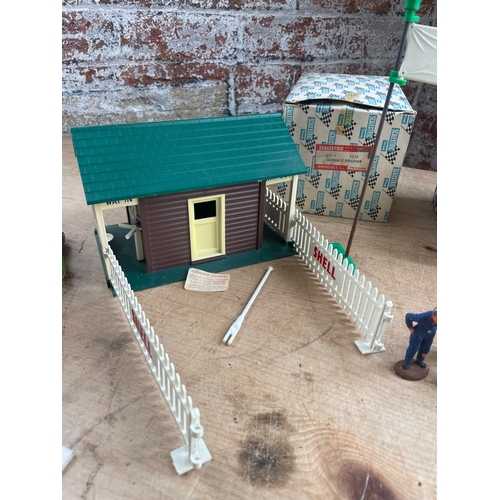 124 - Vintage Scalextric Items Inc. TV Tower, Racing Pit, Finish Line & Entrance Building