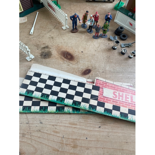 124 - Vintage Scalextric Items Inc. TV Tower, Racing Pit, Finish Line & Entrance Building