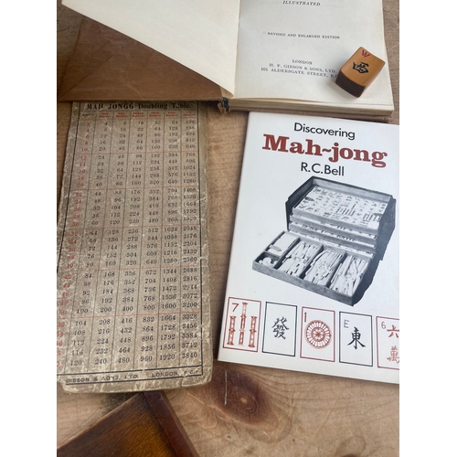 108 - Gibson & Sons International Mah Jongg Set. Bamboo Tiles & Mah Jongg Book By East Wind