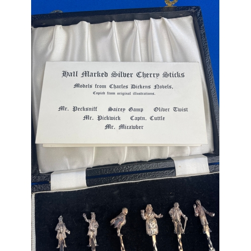 10 - Hallmarked Silver Cherry Sticks, Models From Charles Dickens Novels