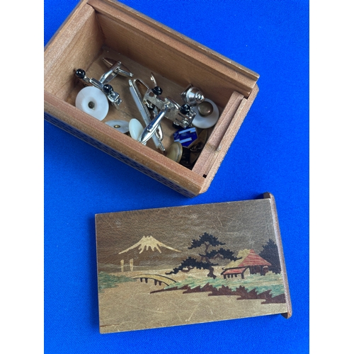 53 - Small Vintage Box With Cufflinks & Studs