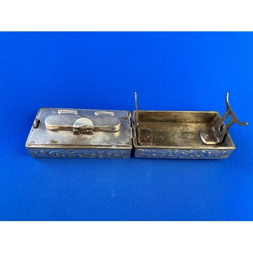 24 - Victorian Hallmarked Silver Curling Tong Travel Heater. Hinges Need Attention.