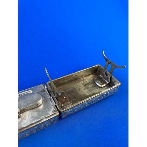 24 - Victorian Hallmarked Silver Curling Tong Travel Heater. Hinges Need Attention.