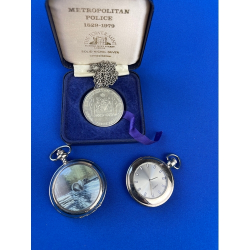 215 - Two Quartz Pocket Watches & 1979 150th Anniversary Of The Metropolitan Police