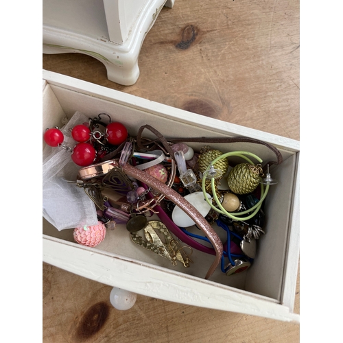 51 - Dresser Style Jewellery Box With Costume Jewellery & Watches