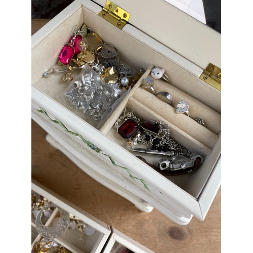 51 - Dresser Style Jewellery Box With Costume Jewellery & Watches