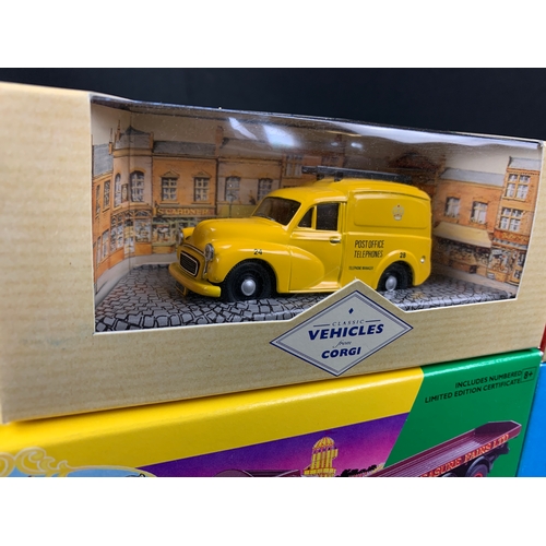 150 - Four Corgi Vehicles inc. Morris 1000 Van, Morris Minor traveller, Leyland 8 Wheel Rigid From the Sho... 