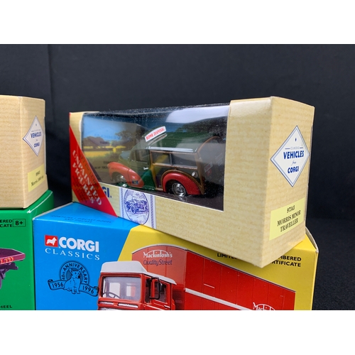 150 - Four Corgi Vehicles inc. Morris 1000 Van, Morris Minor traveller, Leyland 8 Wheel Rigid From the Sho... 