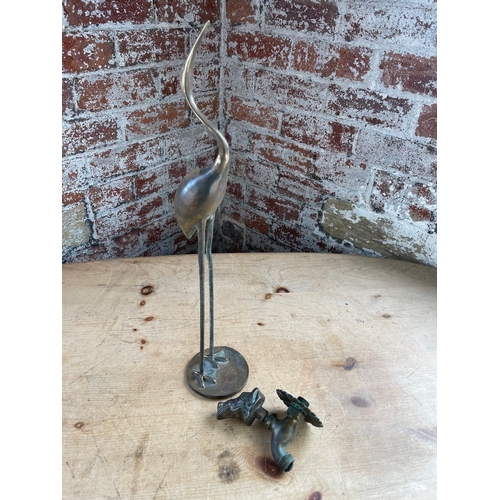 213 - Brass Stalk & Frog Handled Garden Tap