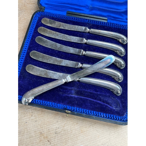 40 - 1914 Sheffield Hallmark Silver Handled Fruit Knives