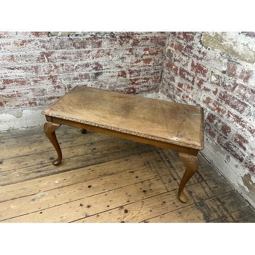 412 - Vintage Coffee Table With Queen Anne Legs. Glass Top now removed