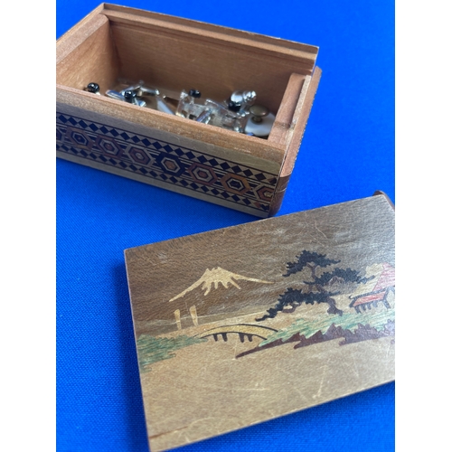 181 - Small Vintage Box With Cufflinks & Studs