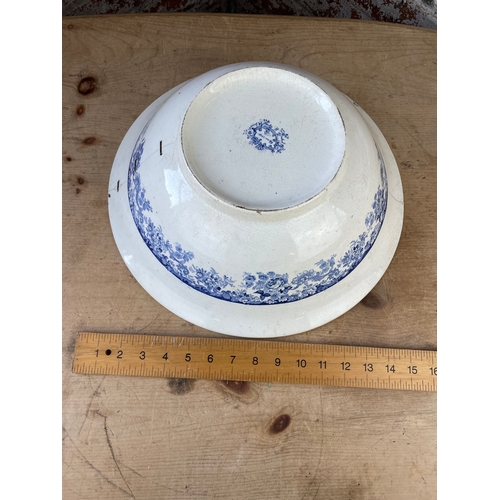 244 - Antique Washbowl With Staple Repair