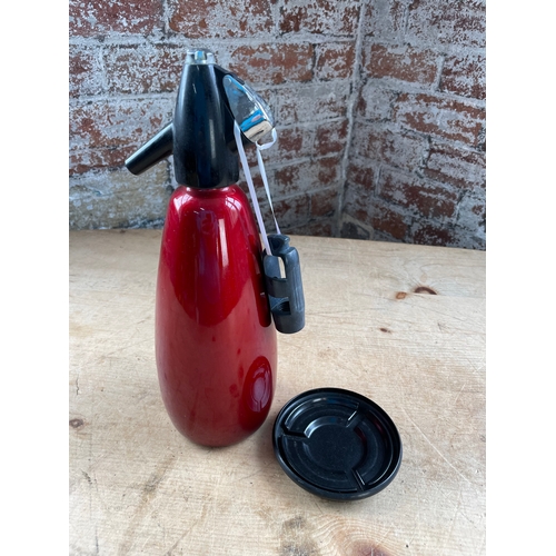 114 - Vintage Bright Red BOC Soda Syphon With Accessories