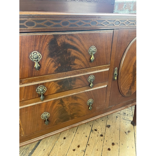 418 - Edwardian Sideboard Made By H. Leemig, House Furnisher 29 Lister Lane Halifax.