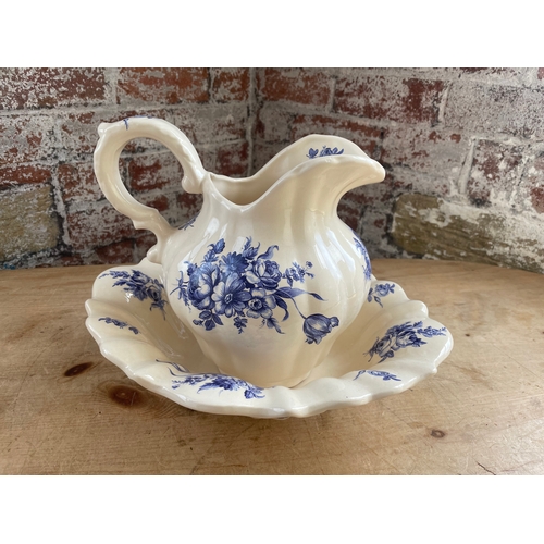 116 - Small Blue & White Wash Bowl & Jug