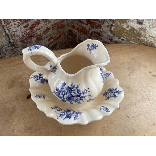 116 - Small Blue & White Wash Bowl & Jug