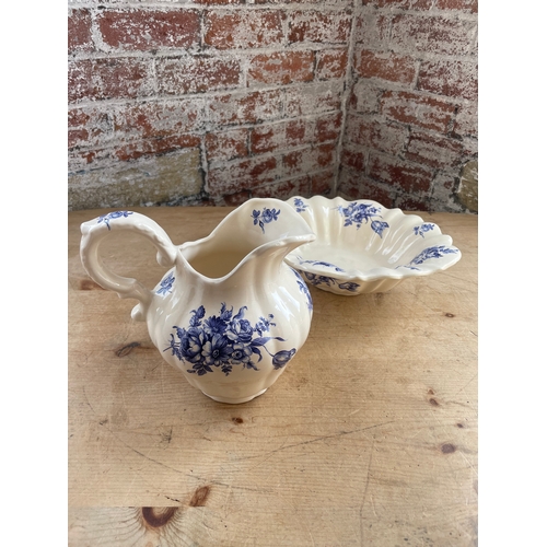 116 - Small Blue & White Wash Bowl & Jug