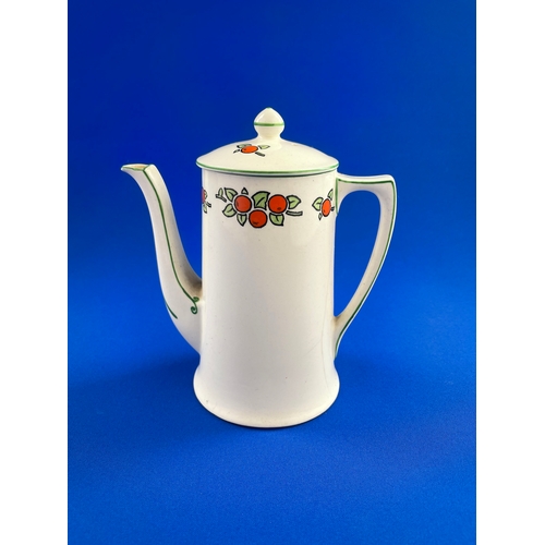 246 - Small Crown Ducal Coffee Pot With Orange Pattern