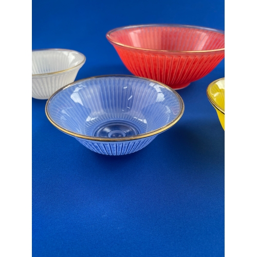 209 - 1950s Harlequin Glass Fruit Bowl & Serving Bowls