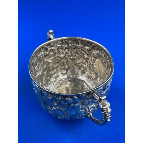 11 - Ornate Hallmarked Silver Porringer By Horace Woodward & Co Ltd, London 1895 170g