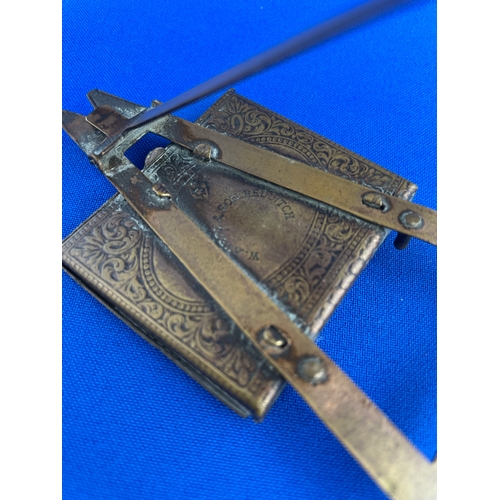 57 - W. Avery & Sons, Redditch - Floral Easel. Victorian Brass Needle Case