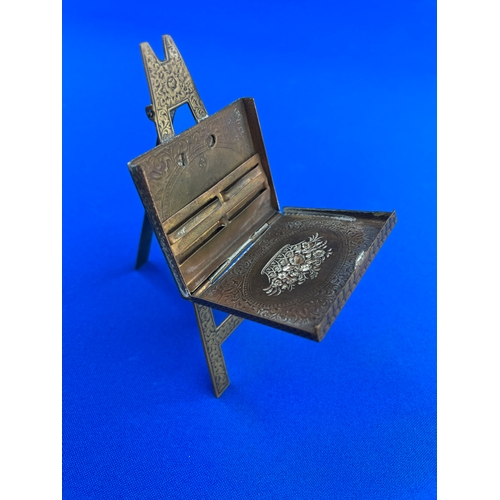 57 - W. Avery & Sons, Redditch - Floral Easel. Victorian Brass Needle Case