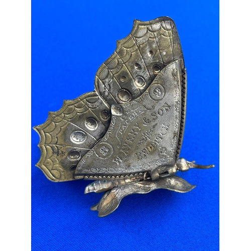 50 - W. Avery & Sons, Redditch - Butterfly (Rare Nickel Silver Painted Variation). Victorian Brass Needle... 