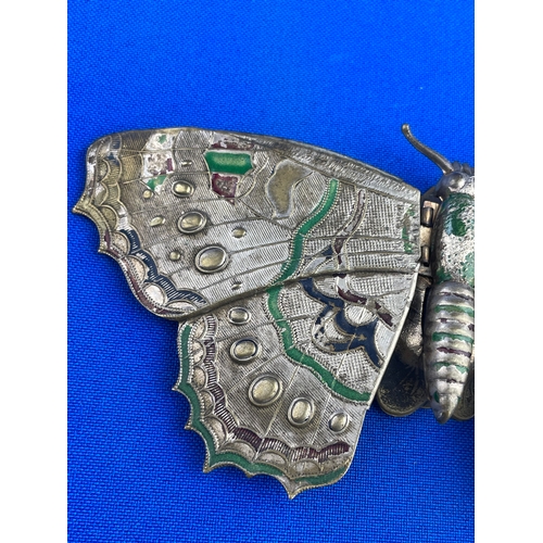 50 - W. Avery & Sons, Redditch - Butterfly (Rare Nickel Silver Painted Variation). Victorian Brass Needle... 