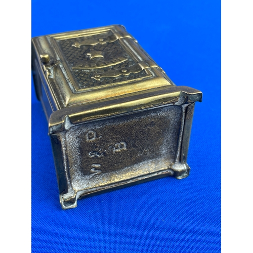 56 - Brass Paragon Safe Needle Box, W & PB Marked, Rd No 534610