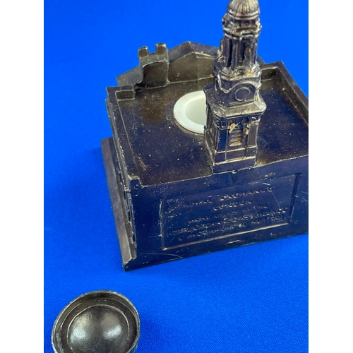 95 - Vintage Royal Exchange Assurance Inkwell Desk Stand. Letter Spike & Pen Holder