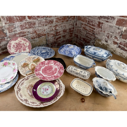 355 - Box Of Antique & Vintage Plates & Tureens