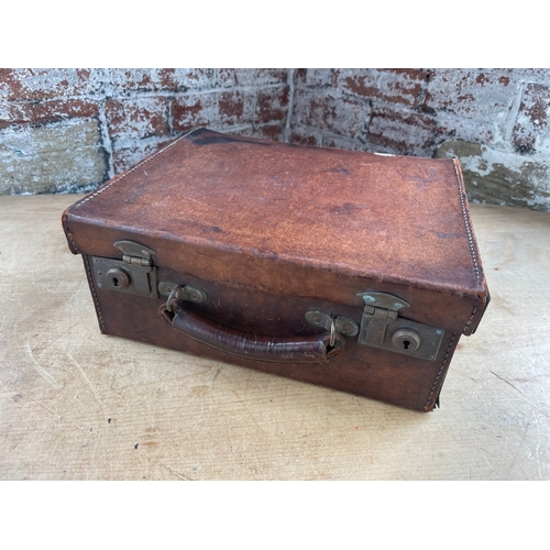 85 - Small Vintage Leather Suitcase