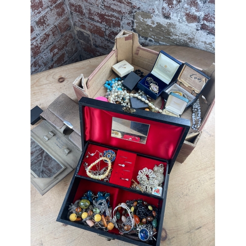 182 - Box Of Costume Jewellery & Jewellery Box