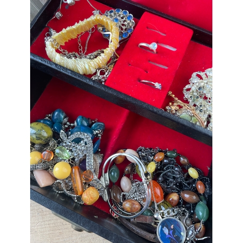 182 - Box Of Costume Jewellery & Jewellery Box