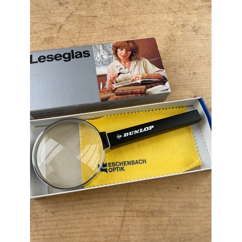 68 - Lesegal Magnifying Glass By Eschenbach Optik. Advertising Dunlop Tyres.