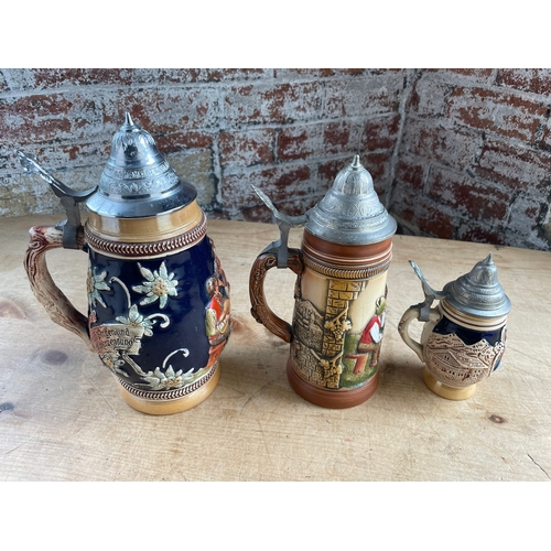 64 - Three German Beer Steins