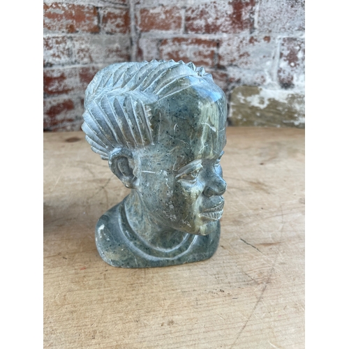 75 - 1970s Carved Serpentine Head By Time Tole & Soapstone Carved Head