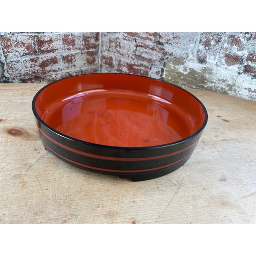 78 - 1960s Faux Lacquered Bamboo Japanese Deep Tray / Dish