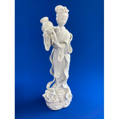 253 - Chinese Dehua or Blanc De Chine Guanyin Goddess Of Mercy Figurine