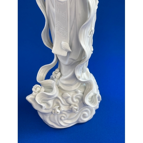 253 - Chinese Dehua or Blanc De Chine Guanyin Goddess Of Mercy Figurine