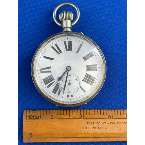 36 - Large Working Vintage Pocket Watch 2.7 Inches Diameter