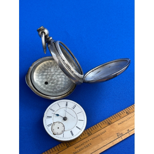 37 - Antique FAHYS Coin No 1 Pocket Watch. Coin Silver 900 Case Only Weight 169g, Illinois Movement a/f