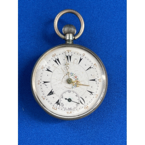 38 - Vintage Turkish Pocket Watch With Clear Skeleton Back Working