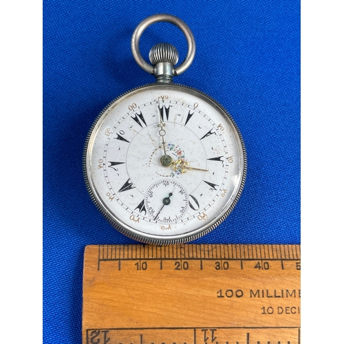 38 - Vintage Turkish Pocket Watch With Clear Skeleton Back Working