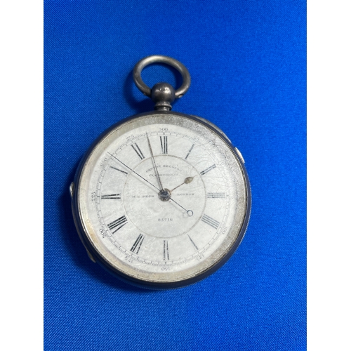 40 - Centre Seconds Chronograph Pocket watch. Hallmarked Birmingham 1891. H.E. Peck London