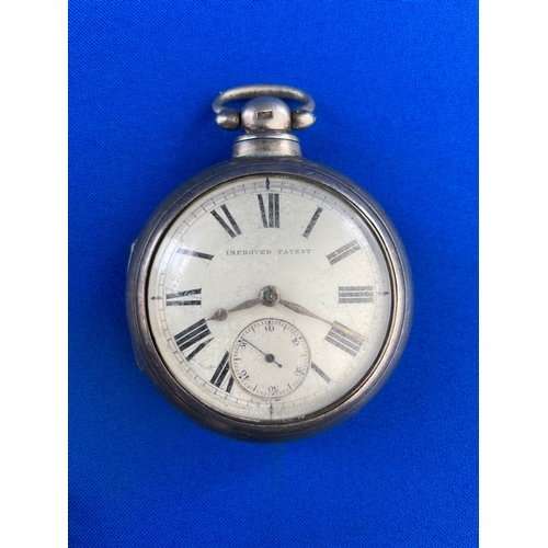 43 - Improved Patent Silver Double Cased Pocket watch London 1883 Hallmark